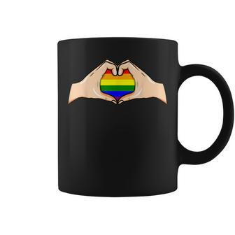 Hand Heart Lgbt Flag Cute Gay Pride Rainbow Glbt Coffee Mug - Monsterry DE