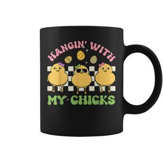 Hangin With My Chicks Bunny Groovy Easter Day Chick Coffee Mug - Seseable