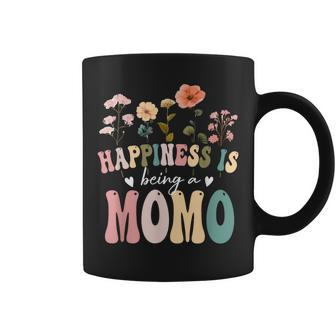 Happiness Is Being A Momo Floral Momo Mother's Day Coffee Mug | Mazezy