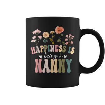 Happiness Is Being A Nanny Floral Nanny Mother's Day Coffee Mug | Mazezy CA