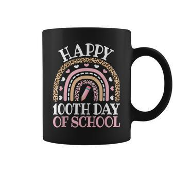 Happy 100Th Day Of School 100 Days Leopard Rainbow Coffee Mug - Monsterry