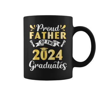 Happy Class Of School Day Proud Father Of Two 2024 Graduates Coffee Mug - Seseable
