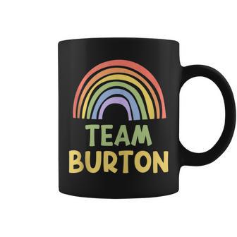 Happy Colorful Team Burton Rainbow Pride Green Yellow Coffee Mug - Monsterry UK