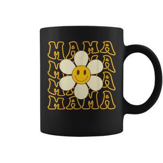 Happy Face Mama Groovy Daisy Flower Smiling Flower Coffee Mug - Seseable