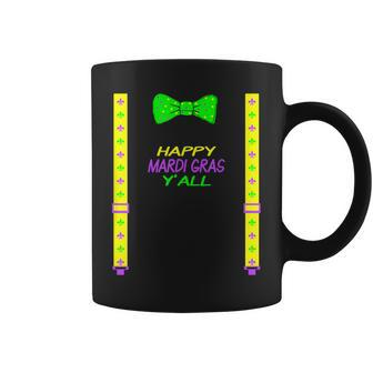 Happy Mardi Gras Yall Bow Tie & Suspender Dye Coffee Mug - Monsterry DE