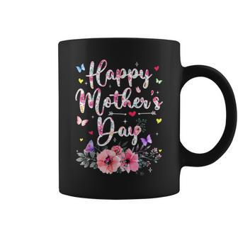 Happy Mother's Day With Floral Graphic Cute Coffee Mug - Seseable