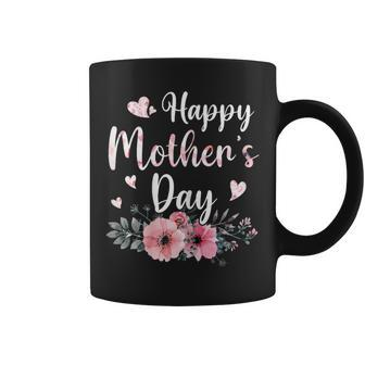 Happy Mother's Day With Floral Mom Mommy Grandma Womens Coffee Mug - Monsterry AU