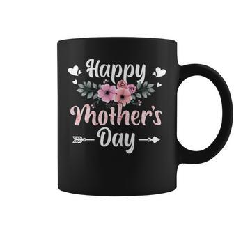 Happy Mother's Day With Floral Mom Mommy Grandma Womens Coffee Mug - Thegiftio UK