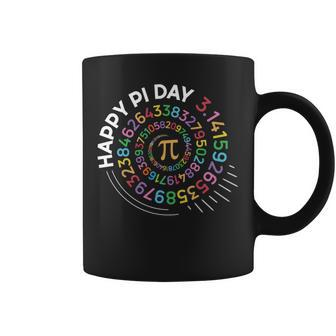 Happy Pi Day Math Teacher Colorful Spiral Pi Numbers 314 Coffee Mug - Seseable