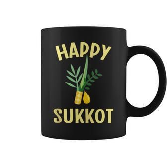 Happy Sukkot The Four Species Lulav Etrog Jewish Israeli Coffee Mug - Monsterry