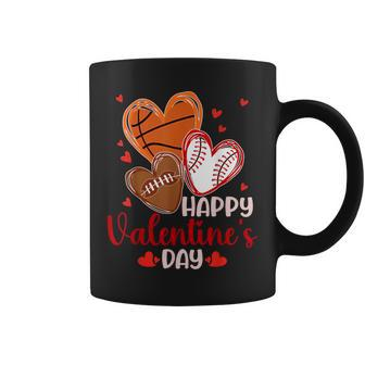 Happy Valentines Day Basketball Baseball Football Boys Mens Coffee Mug | Mazezy