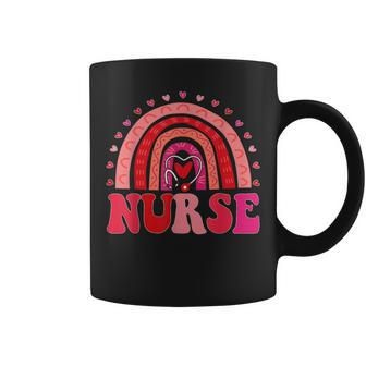 Happy Valentine's Day Nurse Rainbow Boho Retro Nurse Life Coffee Mug | Mazezy