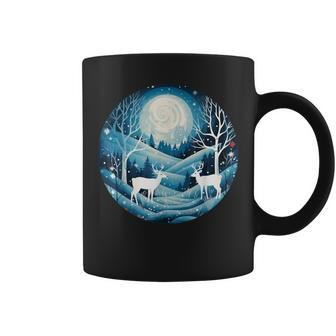 Happy Winter Scenery At Night With Animals And Snow Costume Coffee Mug - Seseable