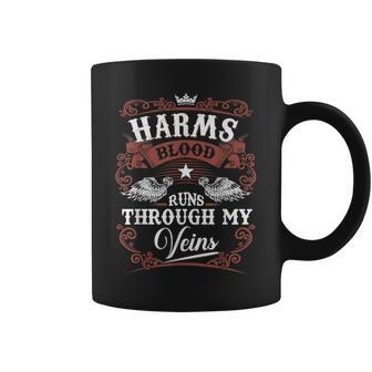 Harms Blood Runs Through My Veins Vintage Family Name Coffee Mug - Seseable