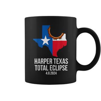 Harper Texas Total Eclipse 2024 Tx State Outline Texan Flag Coffee Mug - Seseable