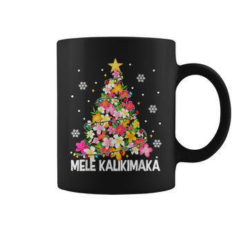 Hawaiian Floral Christmas Tree Mele Kalikimaka Tropical Xmas Coffee Mug | Mazezy