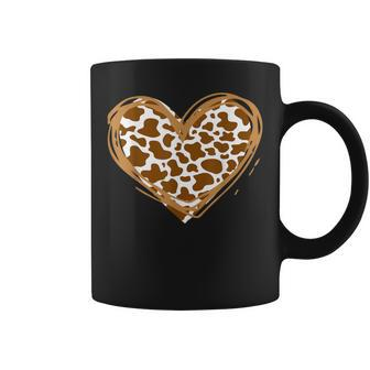 Heart Brown Cow Pattern For Cow Lover Coffee Mug | Mazezy