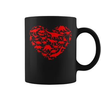 Heart Dinosaur Pattern Valentines Day T-Rex Brontosaurus Coffee Mug - Seseable