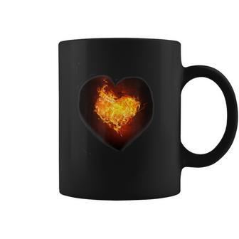 Heart On Fire Flames Heart Coffee Mug - Monsterry DE