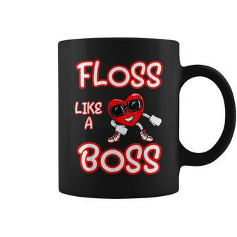 Heart Floss Like A Boss Valentines Day Boys Kids Flossing Coffee Mug | Crazezy DE
