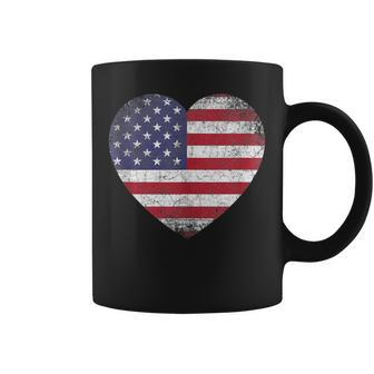 Heart Love 4Th Of July American Flag Usa America Mom Women Coffee Mug - Monsterry UK