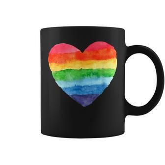 Heart Rainbow Watercolor Cute Coffee Mug - Monsterry AU