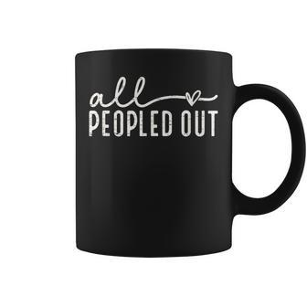 Heart Vintage Retro All Peopled Out Coffee Mug - Seseable