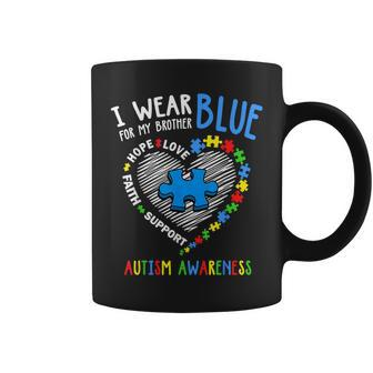 Heart I Wear Blue For My Brother Autism Awareness Month Coffee Mug - Monsterry