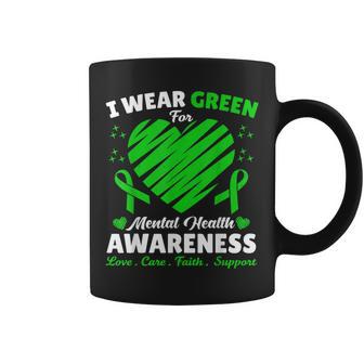 Heart I Wear Green For Mental Health Awareness Month 2024 Coffee Mug - Monsterry UK