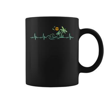 Heartbeat Palm Tree Retro Tropical Beach Island Trees Coffee Mug | Mazezy