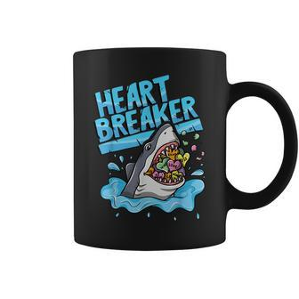 Heartbreaker Shark Eating Hearts Valentine's Day Coffee Mug - Monsterry