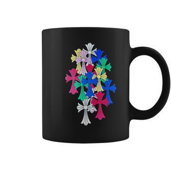 Hearts Multicolor Cross Cemetery Coffee Mug - Monsterry CA