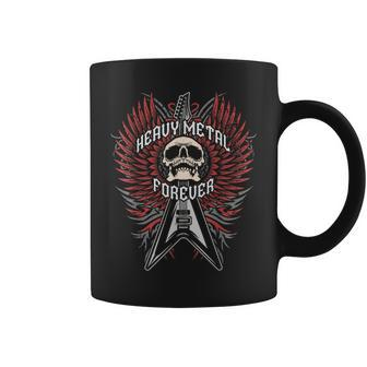 Heavy Metal Forever Skull Guitar Wings Metalhead Musician Coffee Mug - Monsterry UK