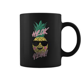 Heck Yeah Tropical Pineapple In Sunglasses Coffee Mug - Monsterry UK
