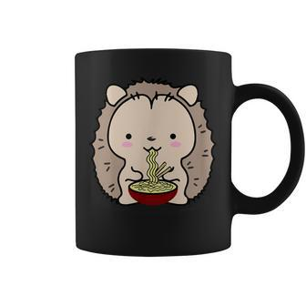 Hedgehog Eating Ramen Noodle Soup Cute Coffee Mug - Monsterry DE