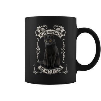 Hello Darkness My Old Friend Black Cat Lovers Music Fan T Coffee Mug - Monsterry UK