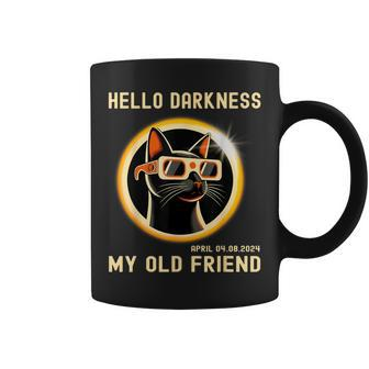 Hello Darkness My Old Friend Cat Solar Eclipse 08 April 2024 Coffee Mug | Mazezy