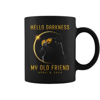 Hello Darkness My Old Friend Solar Eclipse 2024 Cat Lovers Coffee Mug | Mazezy