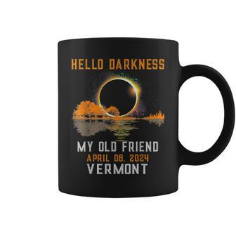 Hello Darkness My Old Friend Total Eclipse 2024 Vermont Coffee Mug - Seseable
