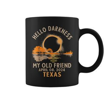 Hello Darkness My Old Friend Total Solar Eclipse 2024 Texas Coffee Mug - Seseable