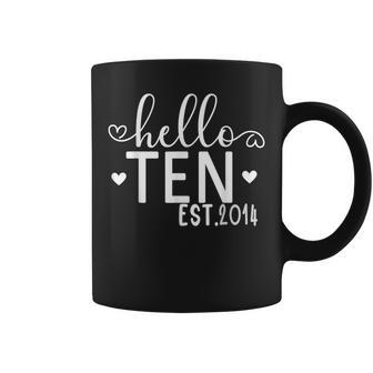 Hello Ten Est 2014 10 Years Old 10Th Birthday Girls Boys Coffee Mug - Thegiftio UK