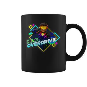 Herren-Tassen Schwarz, Neon Overdrive Grafik, Retro-Gamer-Design - Seseable