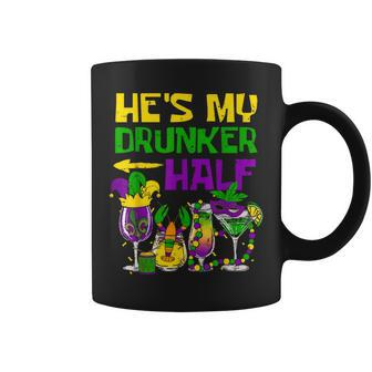 He's My Drunker Half Mardi Gras Matching Couple Boyfriend Coffee Mug - Thegiftio UK