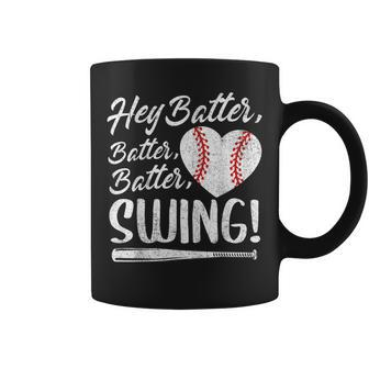 Hey Batter Swing Baseball Heart Mom Cute Women's Coffee Mug - Thegiftio UK