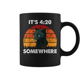 Get High With It's 420 Somewhere Cat Smoking High Coffee Mug - Monsterry