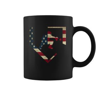 High School Baseball Catcher Gear American Flag Sports Coffee Mug - Monsterry UK