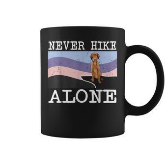 Never Hike Alone Vizsla Dog Hiking Coffee Mug - Monsterry