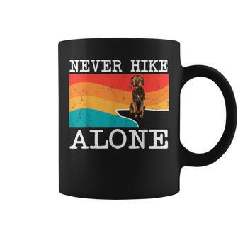 Never Hike Alone Wirehaired Pointing Griffon Graphic Hiking Coffee Mug - Monsterry