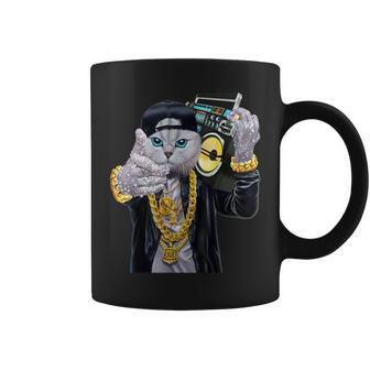 Hip Hop Rapper Cat In Baseball Cap Carrying Music Boombox Coffee Mug - Monsterry AU