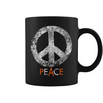 Hippie Peace Ban The Bomb Distressed Vintage Retro Graphic Coffee Mug - Monsterry DE
